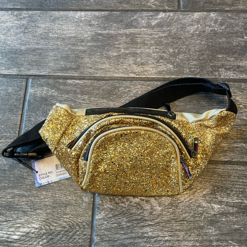 Gold Glitter Crossbody Fanny Pack - Women’s Sparkle Waist Bag